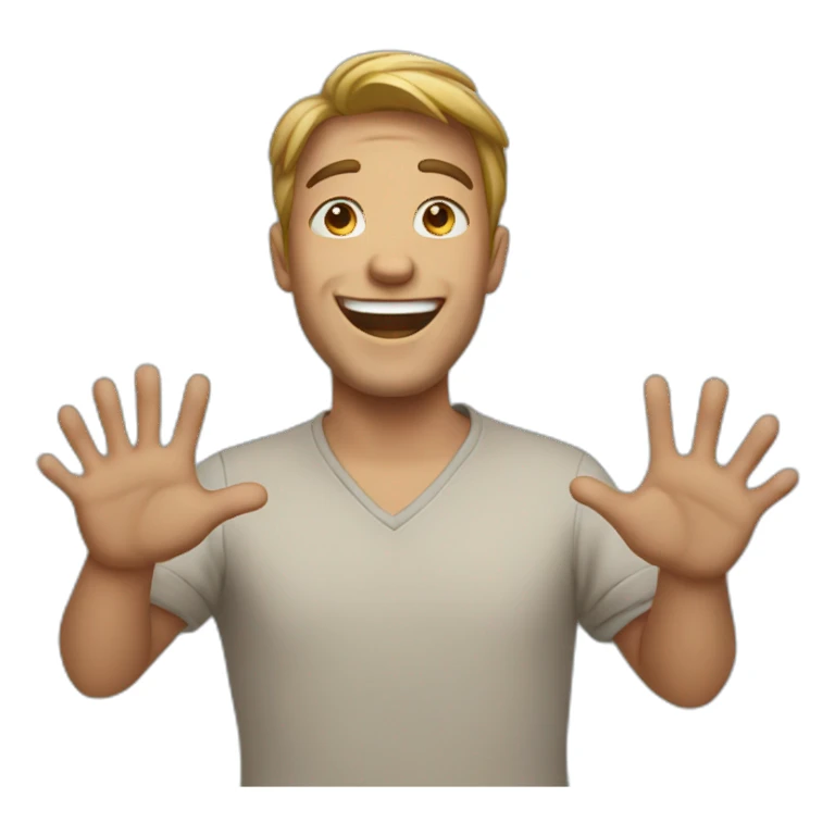 happy guy with open hands sticker