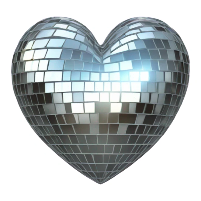 Chrome shiny Disco ball heart  sticker