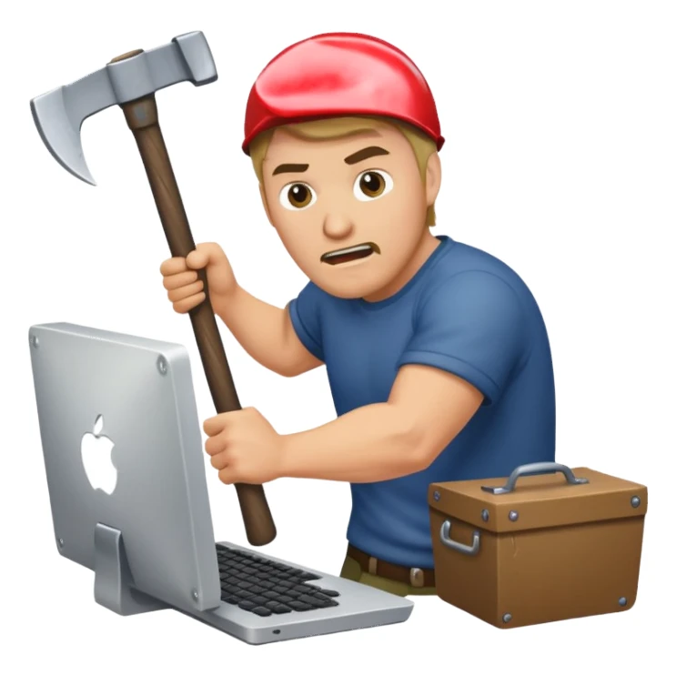 Man broke own Mac with axe sticker