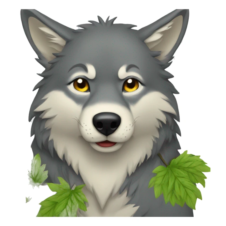 Wolf, plant, shy sticker