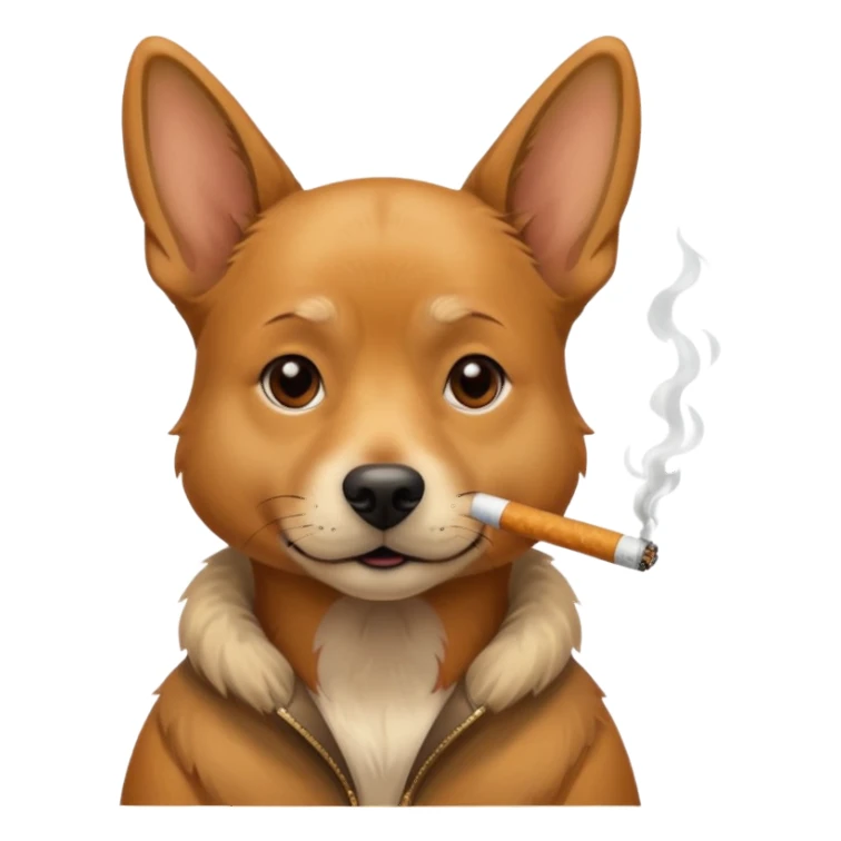 dog with cigarette sticker