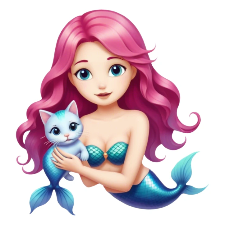 Mermaid holding a cat sticker