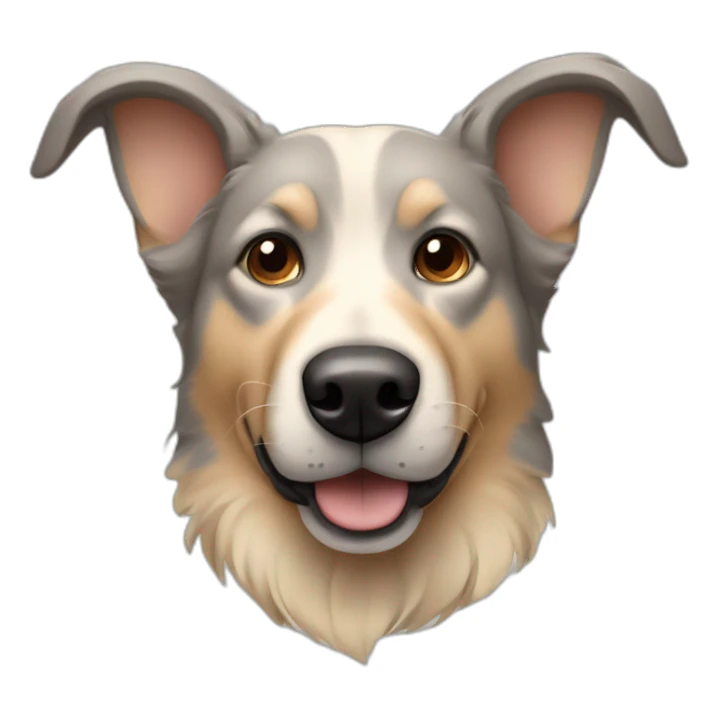 gray-beige mongrel dog with ears up sticker