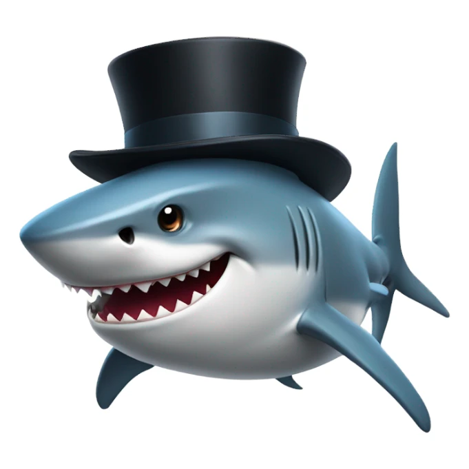 Shark with a top hat sticker