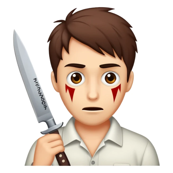 ‘knife play’ as text with a quizzical horny expression above it sticker