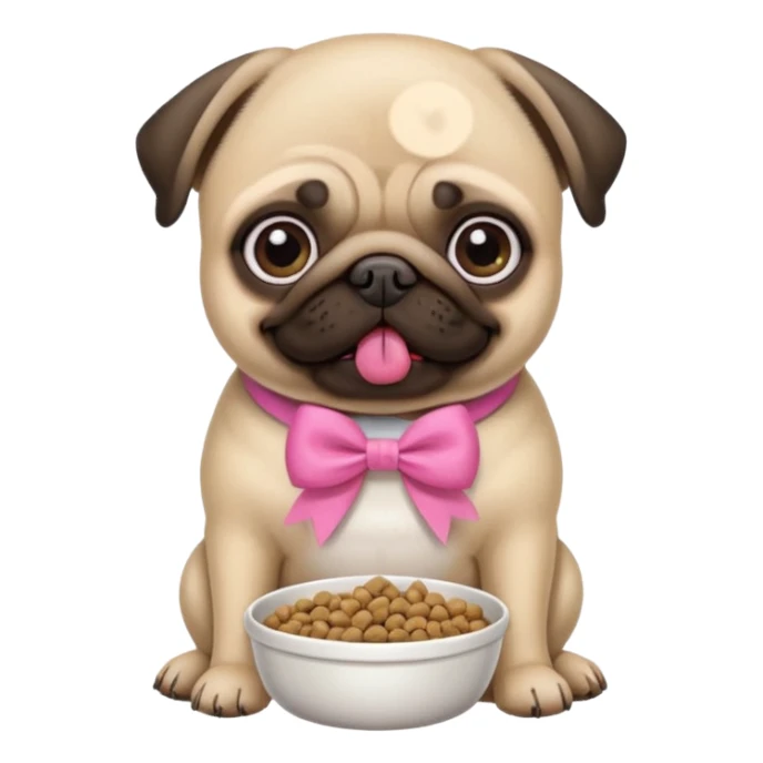 Pug com laço Rosa comendo ração sticker