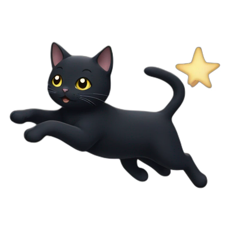 Black cat running through the starry sky sticker