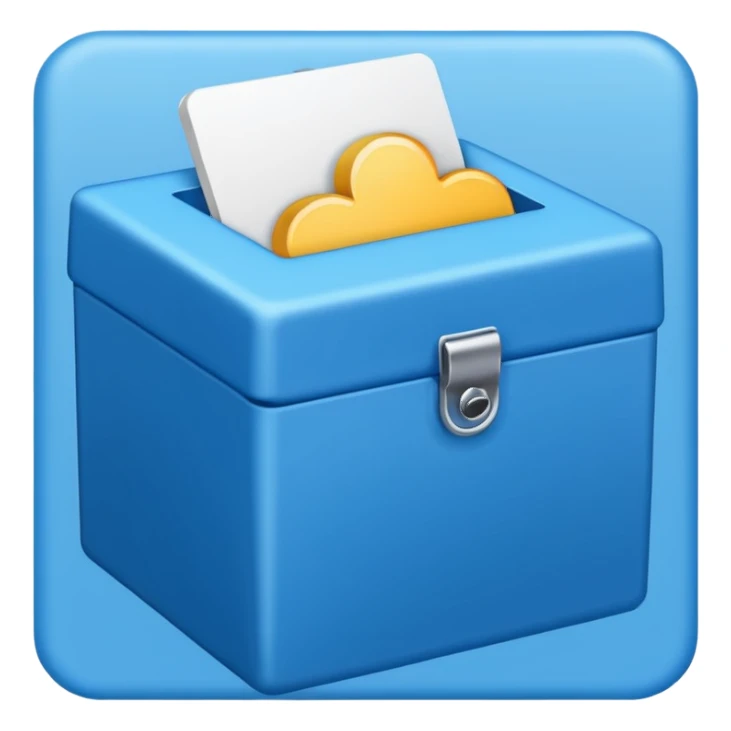 Blue box with a blue check in side sticker