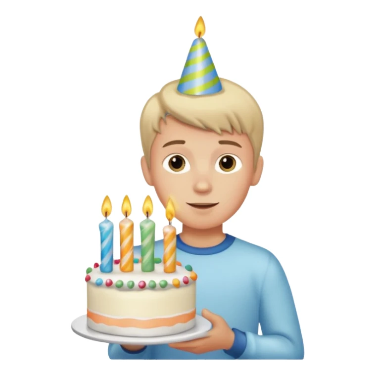 boy with birthday cake sticker
