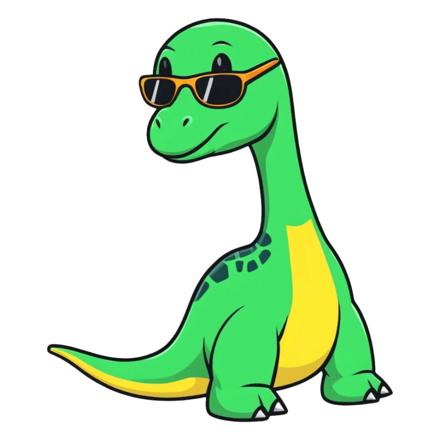 brachiosaurus dinosaur wearing sunglasses sticker