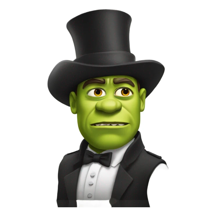 Shrek with a top hat rambo sticker