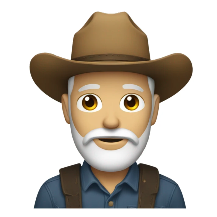 A white man using a cowboy hat and a beard sticker