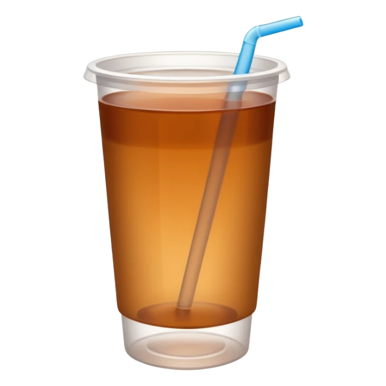 Open plastic cup with cold brown mate tea, without any straws. sticker
