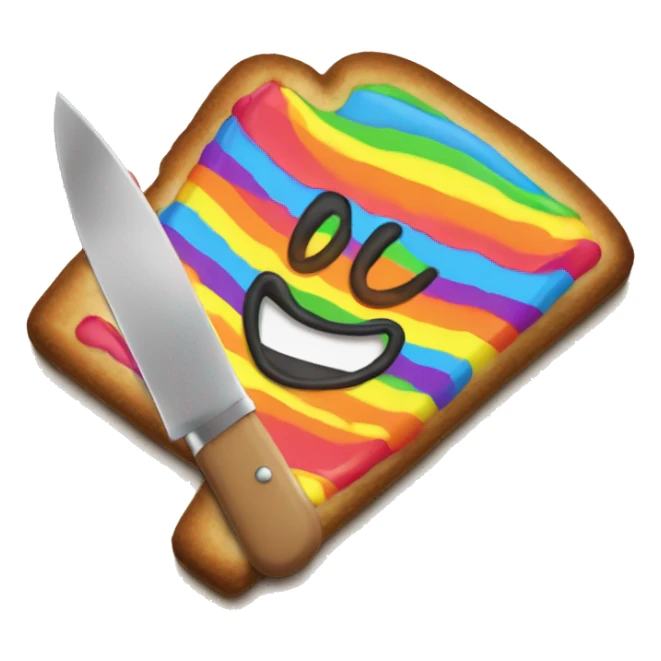 Rainbow evil smile poptart with a knife sticker