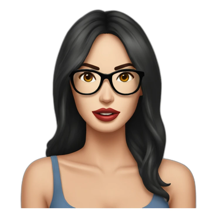 Megan Fox con lentes y comiendo sticker