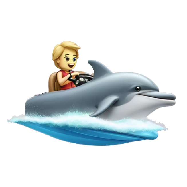 A dolphin riding a speed boat sticker