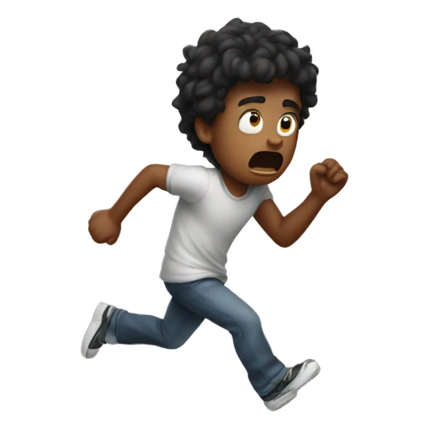 scared boy running away sticker