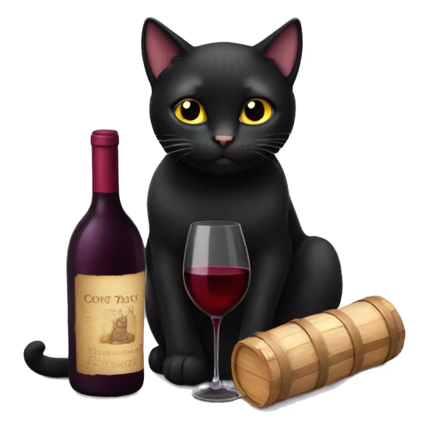 black cat with wine sticker