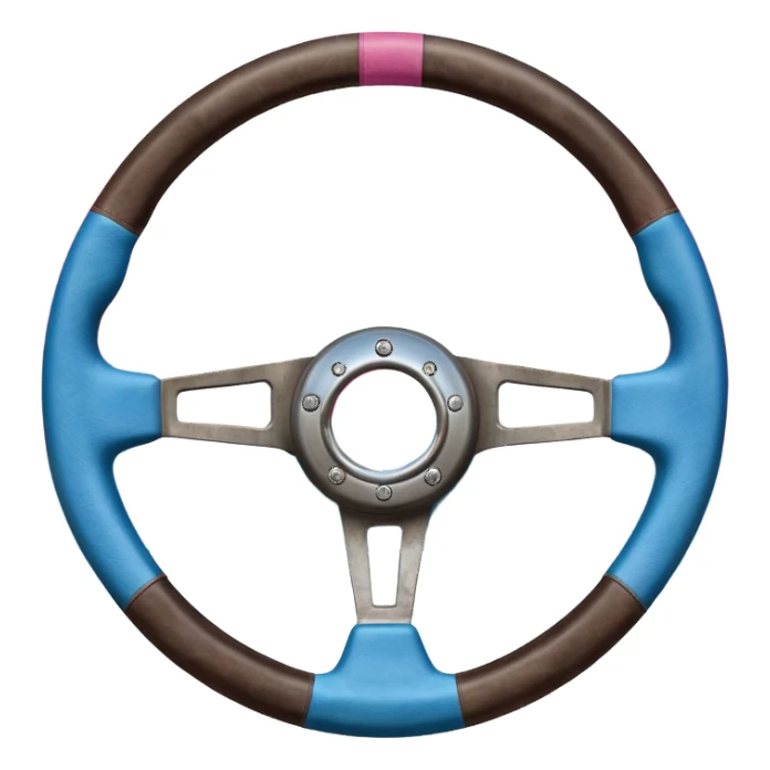 steering wheel with transgender pride flag colors with kinky implification sticker