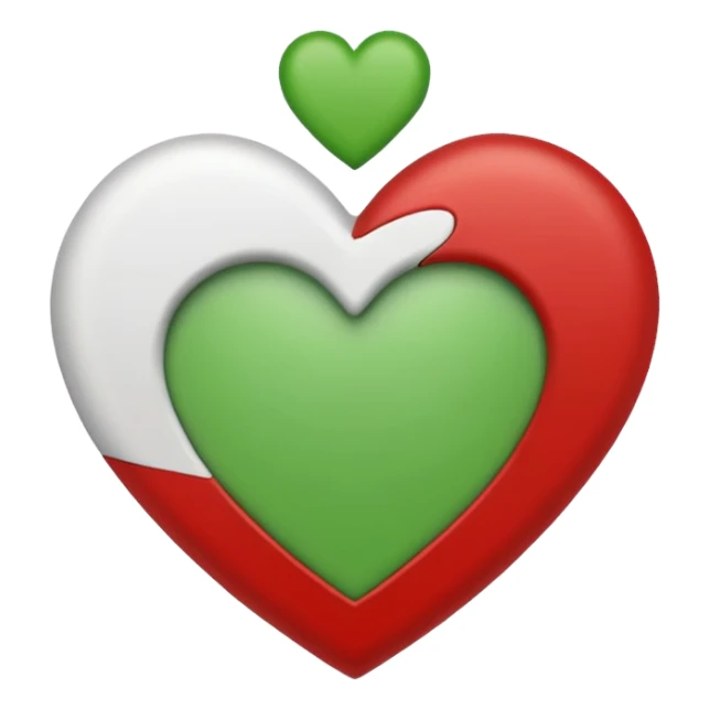 Red white green heart sticker