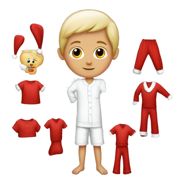 Red Christmas Pyjamas White Little boy sticker