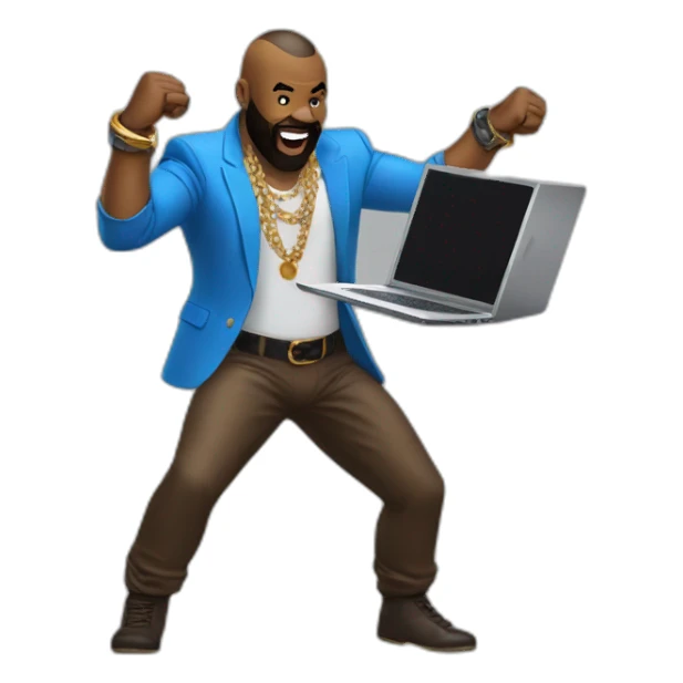 mr t dancing with a laptop sticker