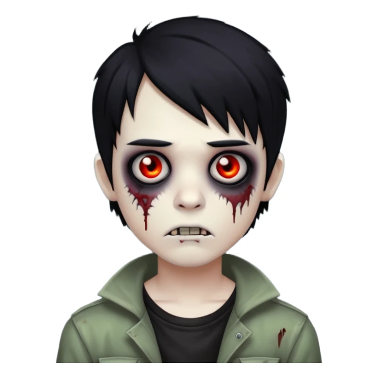 boy zombie with black hair emo sticker