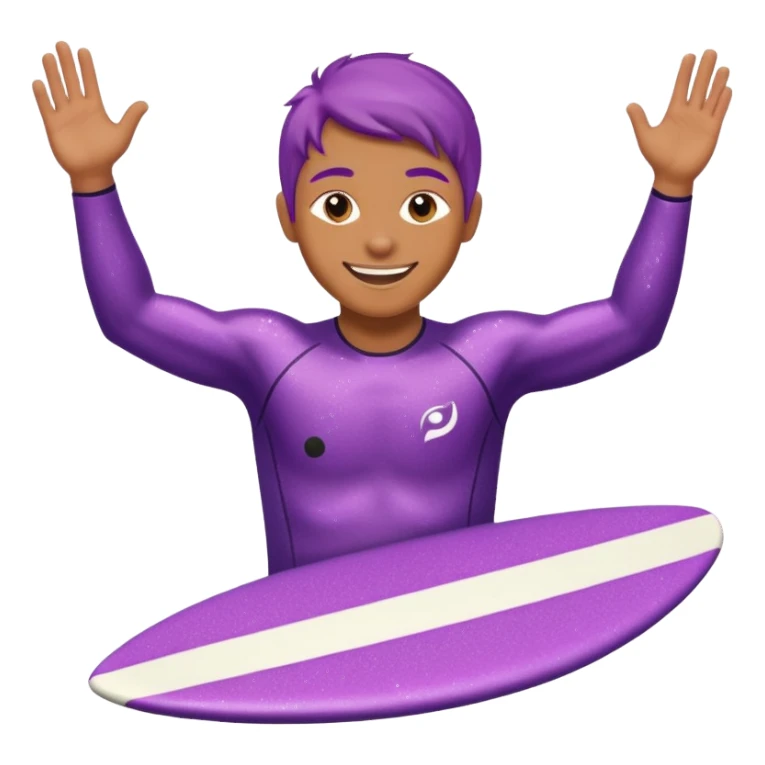 glitter purple cian happy surf sticker