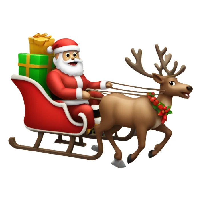 Reindeer pulling a sleigh by Santa sticker