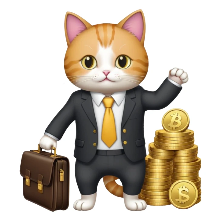 Cat making profits with memecoins sticker