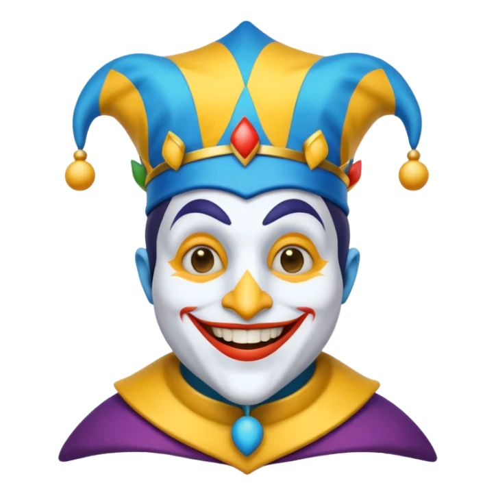 crazy colorful neutral penguin jolly joker, medieval, vintage, court jester, mac os icon, blue color sticker