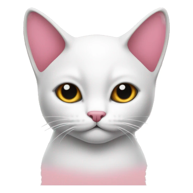 Gato blanco con un moño rosa  sticker