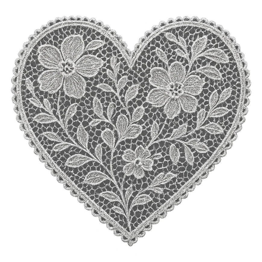 heart with a delicate silver lace overlay sticker