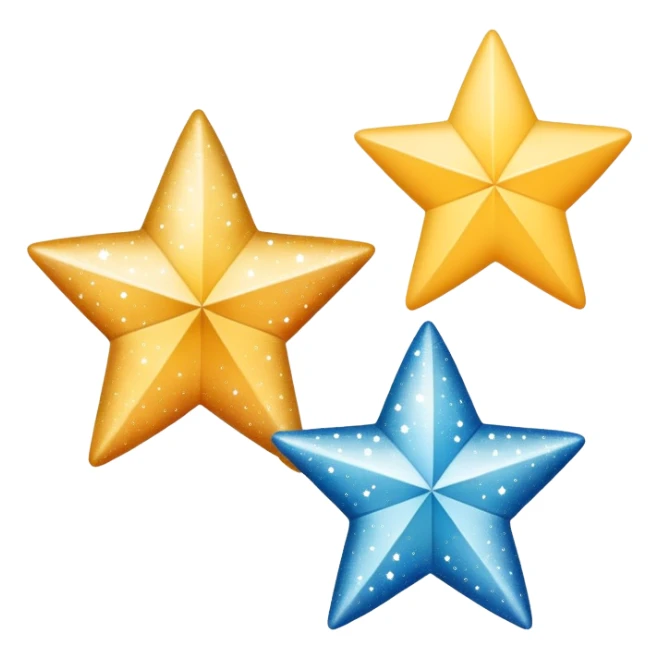 three simple sparkle stars, each star has a different fabric pattern sticker