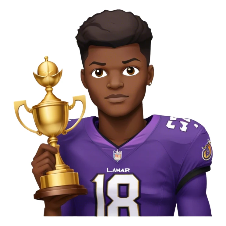Lamar Jackson with trophy  sticker