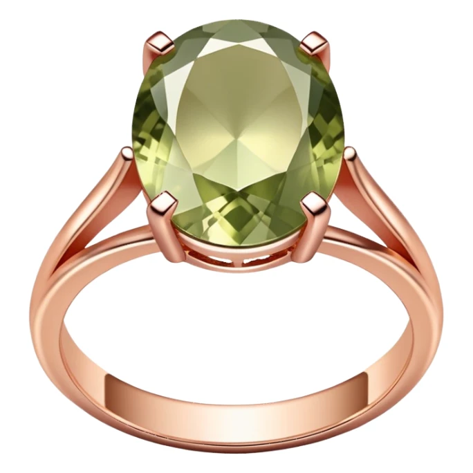 Rose gold wedding ring with pale olive stone sticker