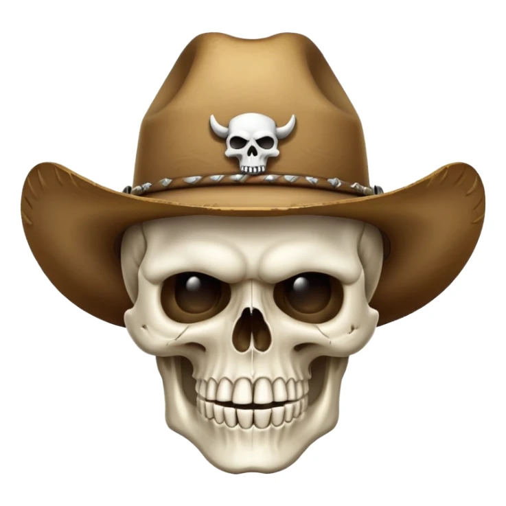 skull wearing a cowboy hat with mewing expression sticker