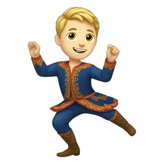 white boy in folk costume dancing sticker