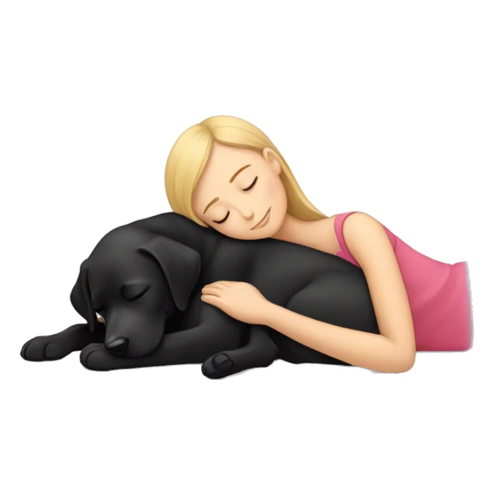 Black Labrador sleeping with girl sticker