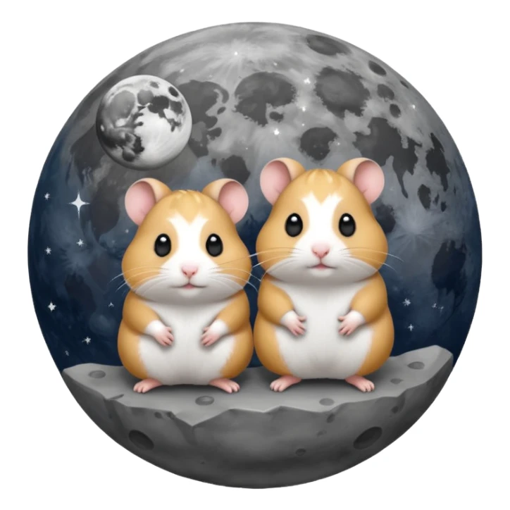 2 hamsters on the moon  sticker