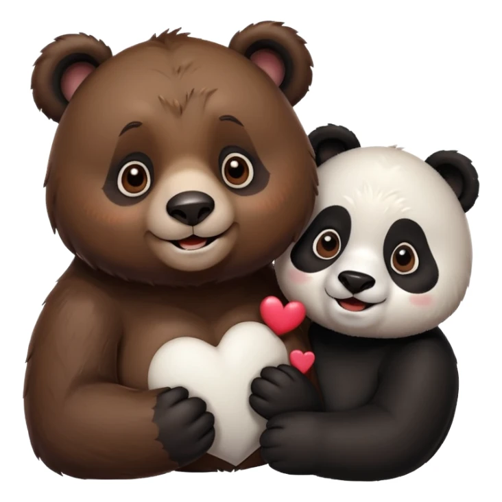 Bear in love with a panda  sticker