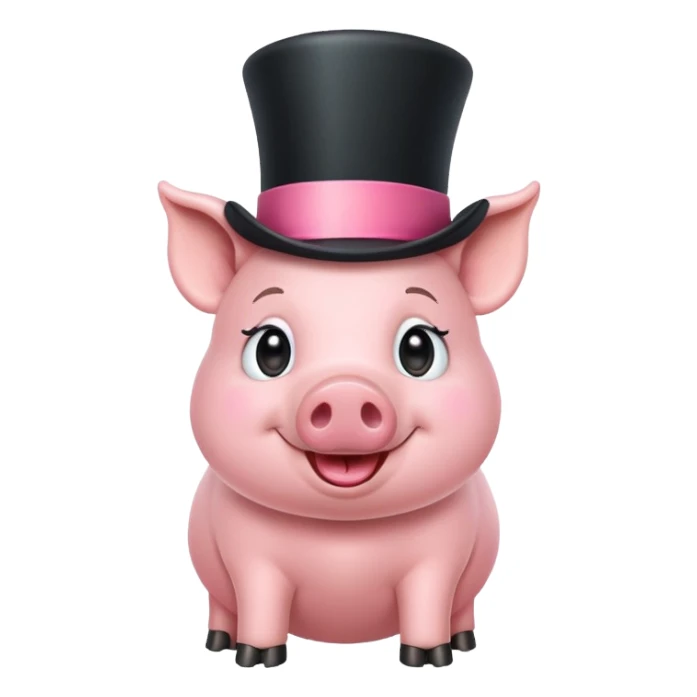 Pig wearing a top hat sticker