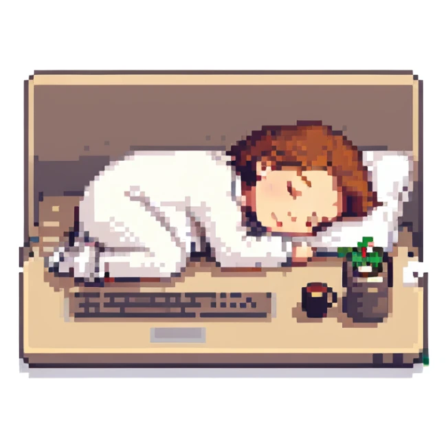 developer asleep at his laptop sticker