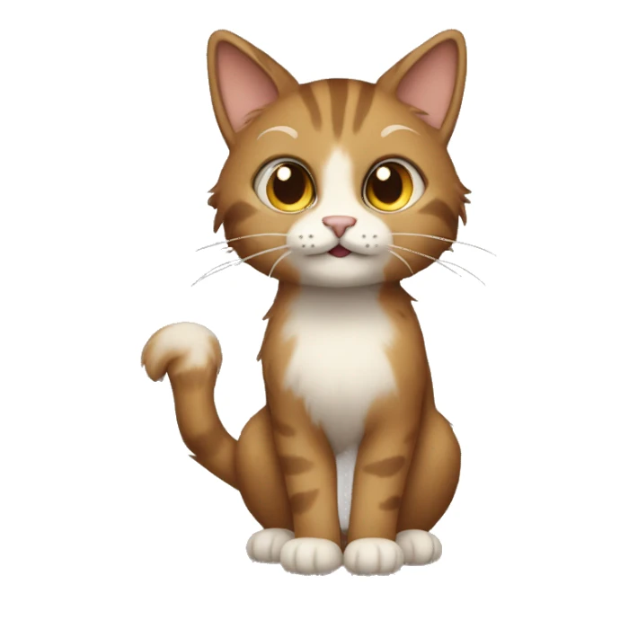 furry cat, brown tail, full body sticker