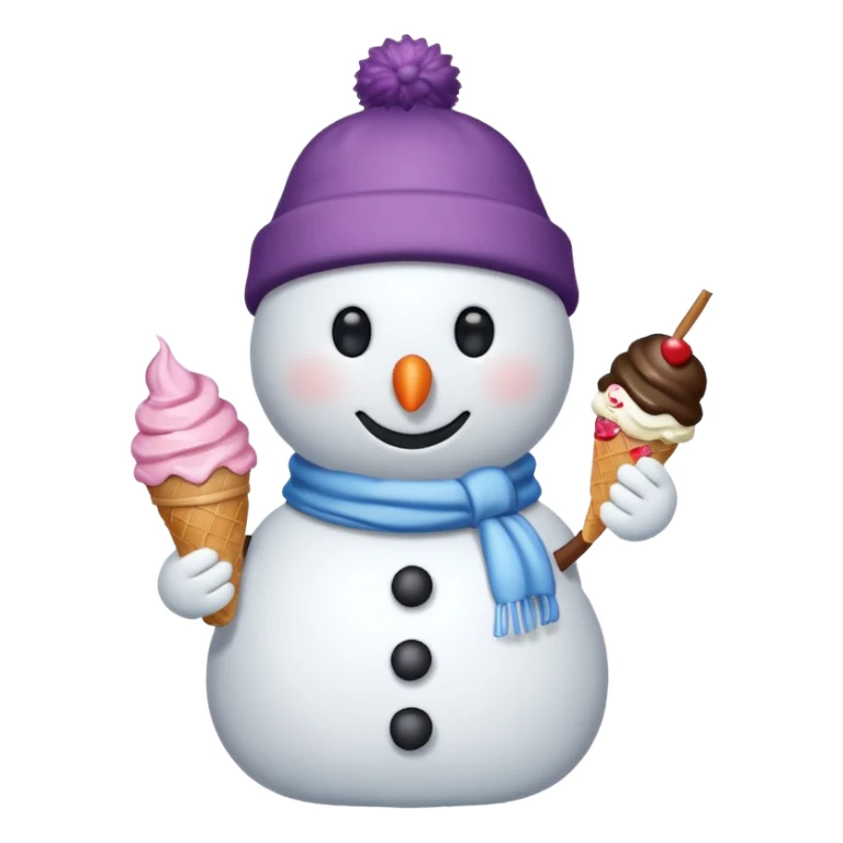 snowmen holding ice cream single snowmen with winter cap sticker
