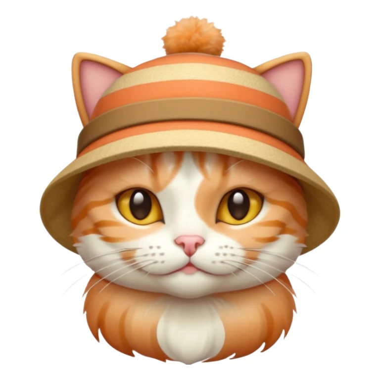 peach and white striped cat with hat sticker