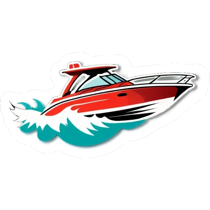 sport boat in waves sticker