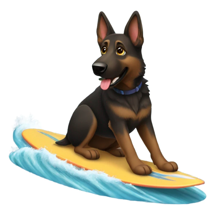 dark brown German shepherd surfing sticker