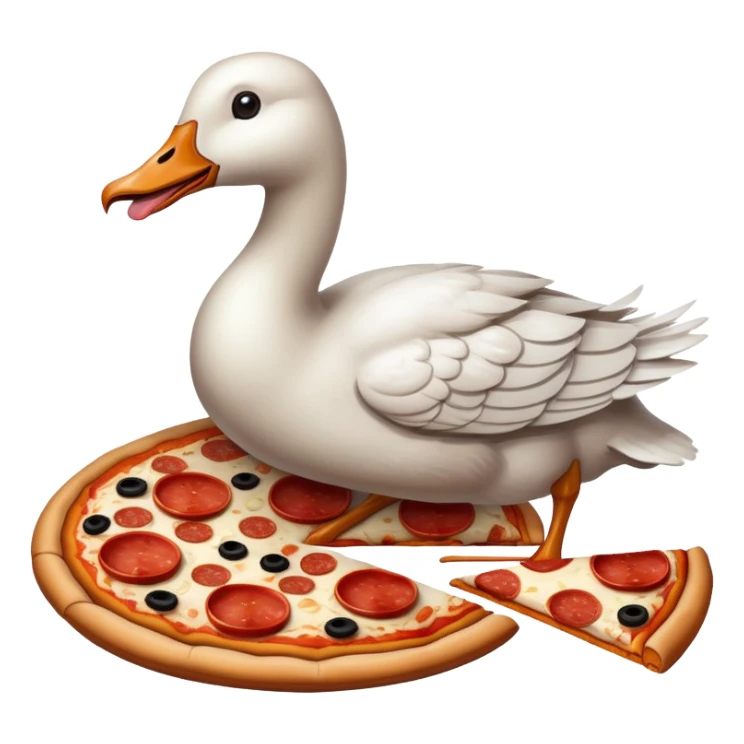 A goose eating pizza sticker
