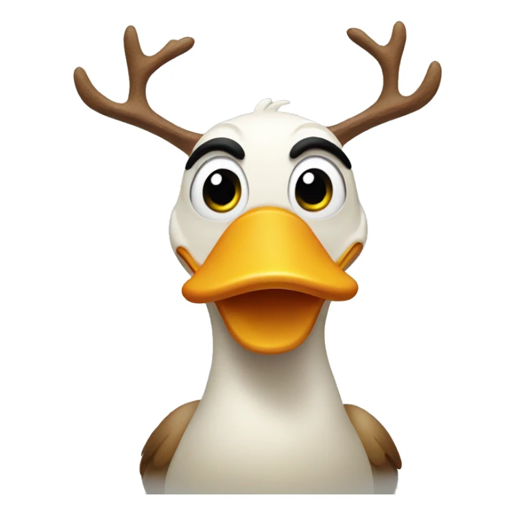 Duck with reindeer antlers sticker